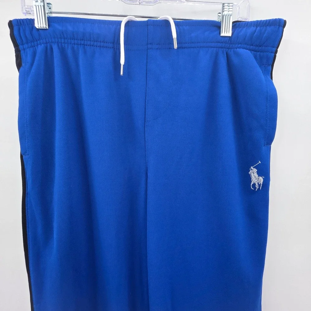 POLO RALPH LAUREN TRACK PANTS MENS LARGE BLUE BLACK POCKETS PERFORMANCE ATHLETIC